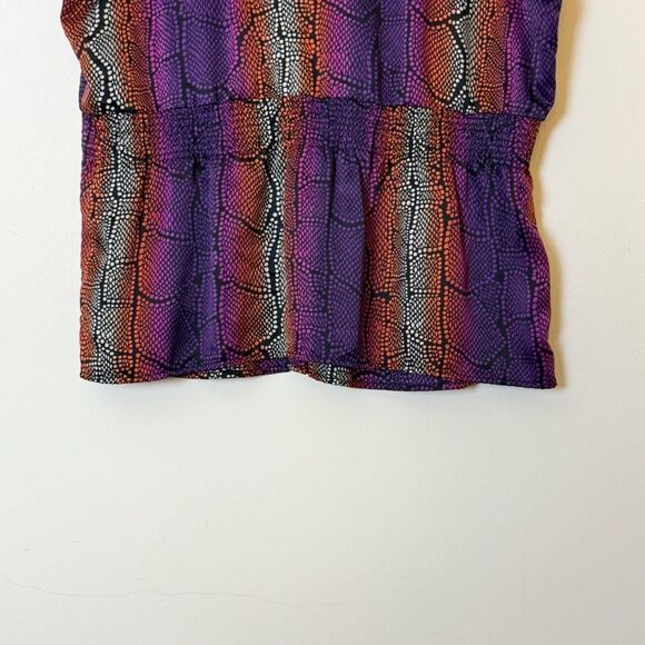East 5th Satin Snakeskin Stripe Blouse Multicolor Bold Print, Size 1X - Picture 6 of 10